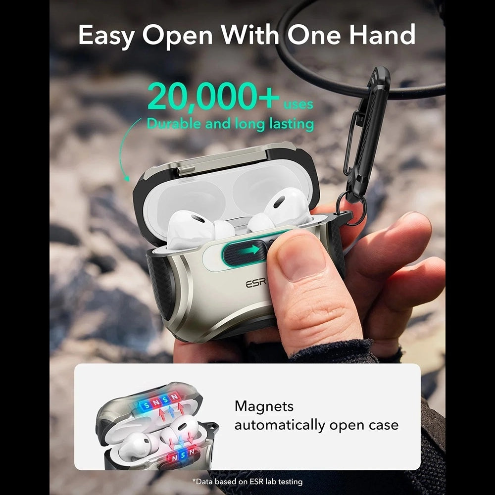 ESR Cyber FlickLock Hülle für Apple AirPods Pro 3, Grau
