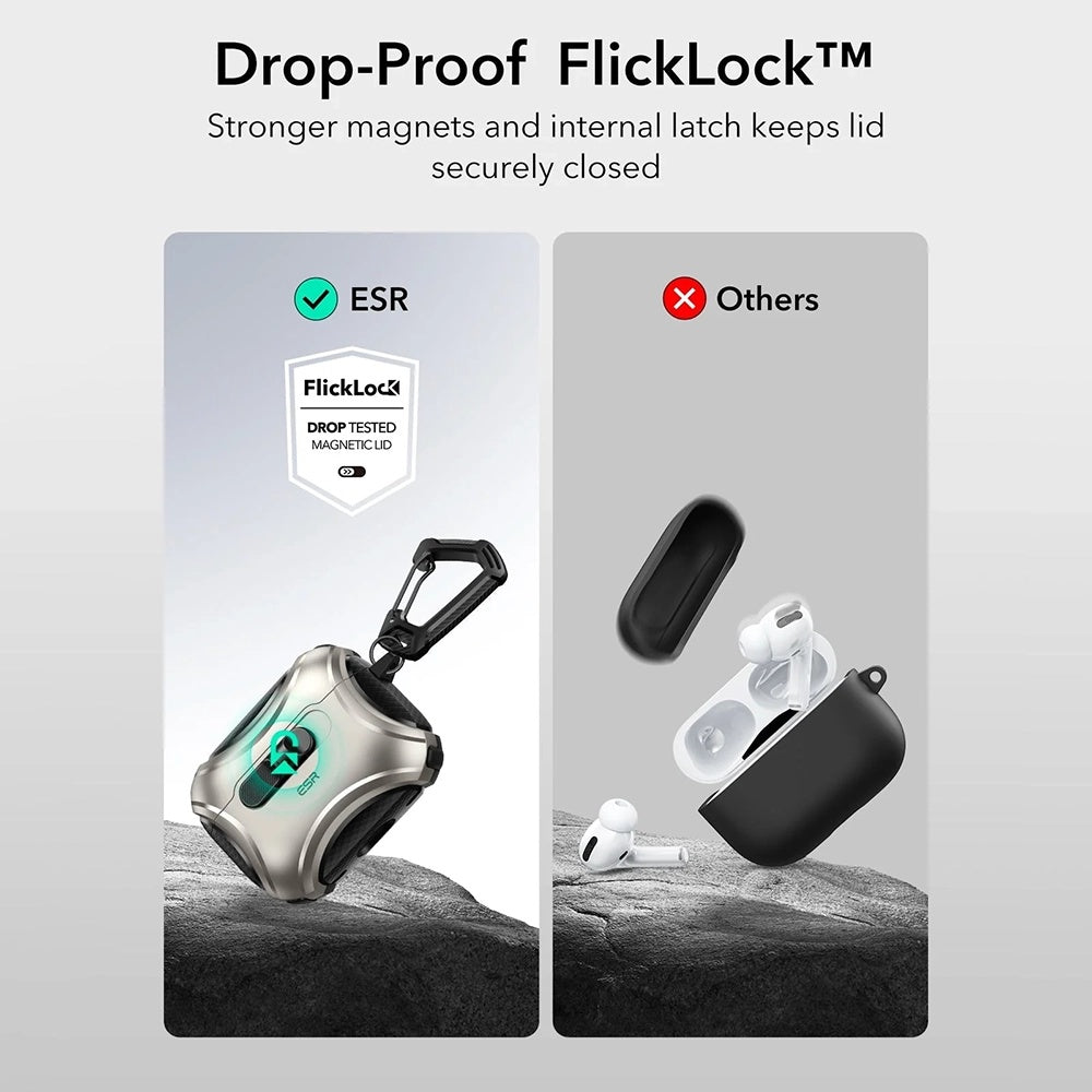 ESR Cyber FlickLock Hülle für Apple AirPods Pro 3, Grau