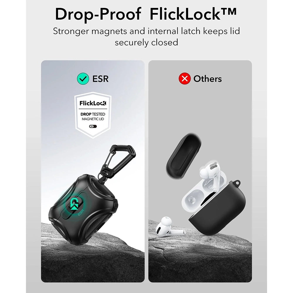 ESR Cyber FlickLock Hülle für Apple AirPods Pro 3, Schwarz