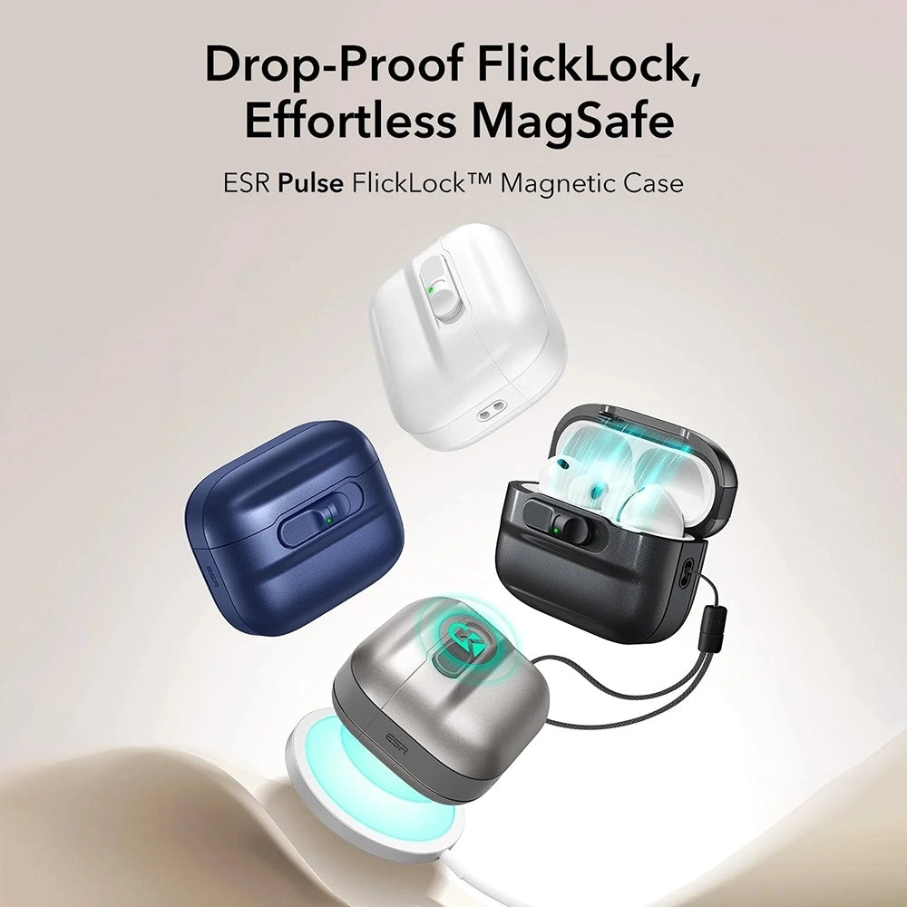 ESR Pulse Magnetic FlickLock Hülle für Apple AirPods Pro 3, Weiß