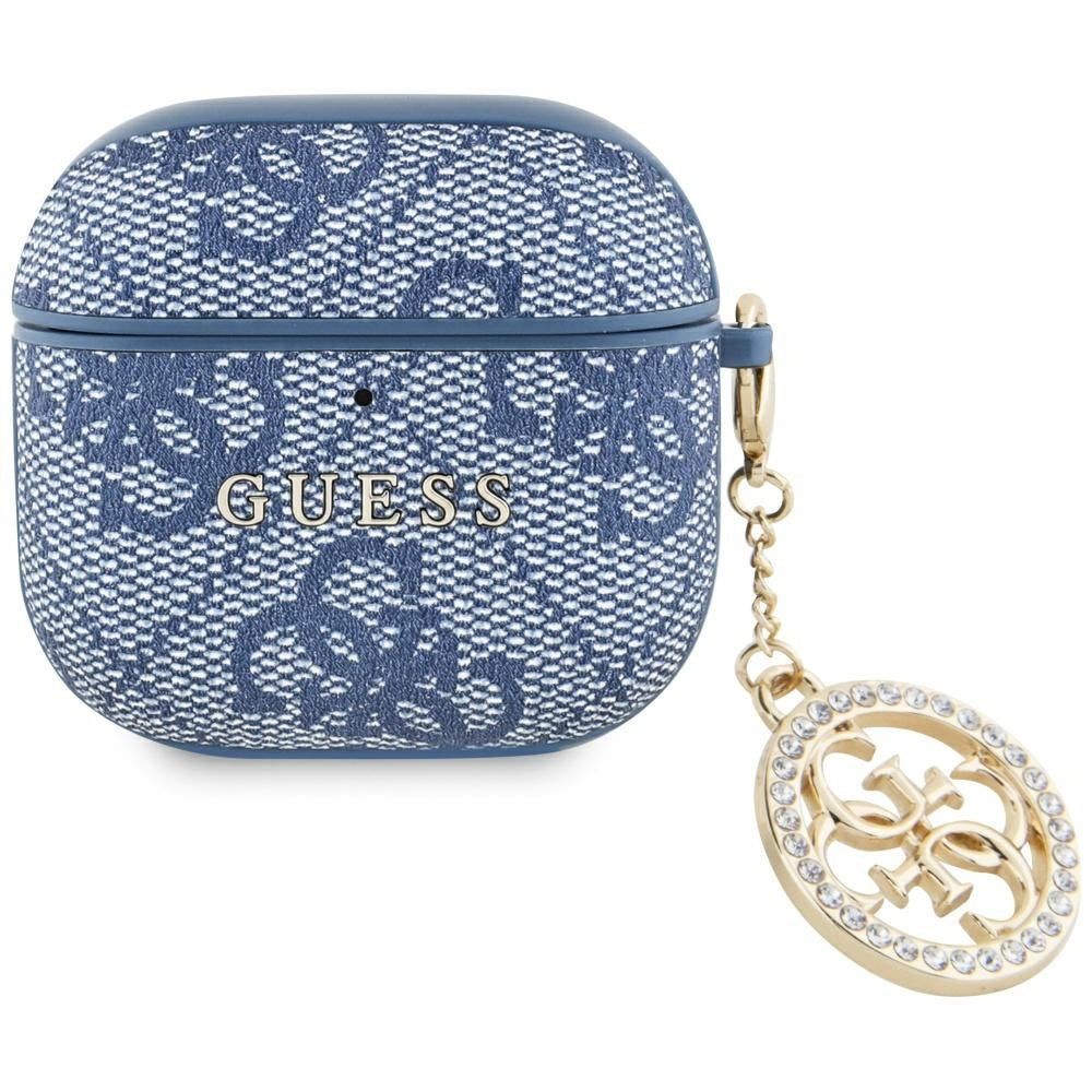 Guess 4G Strass Charm Hülle für Apple AirPods 4, Blau