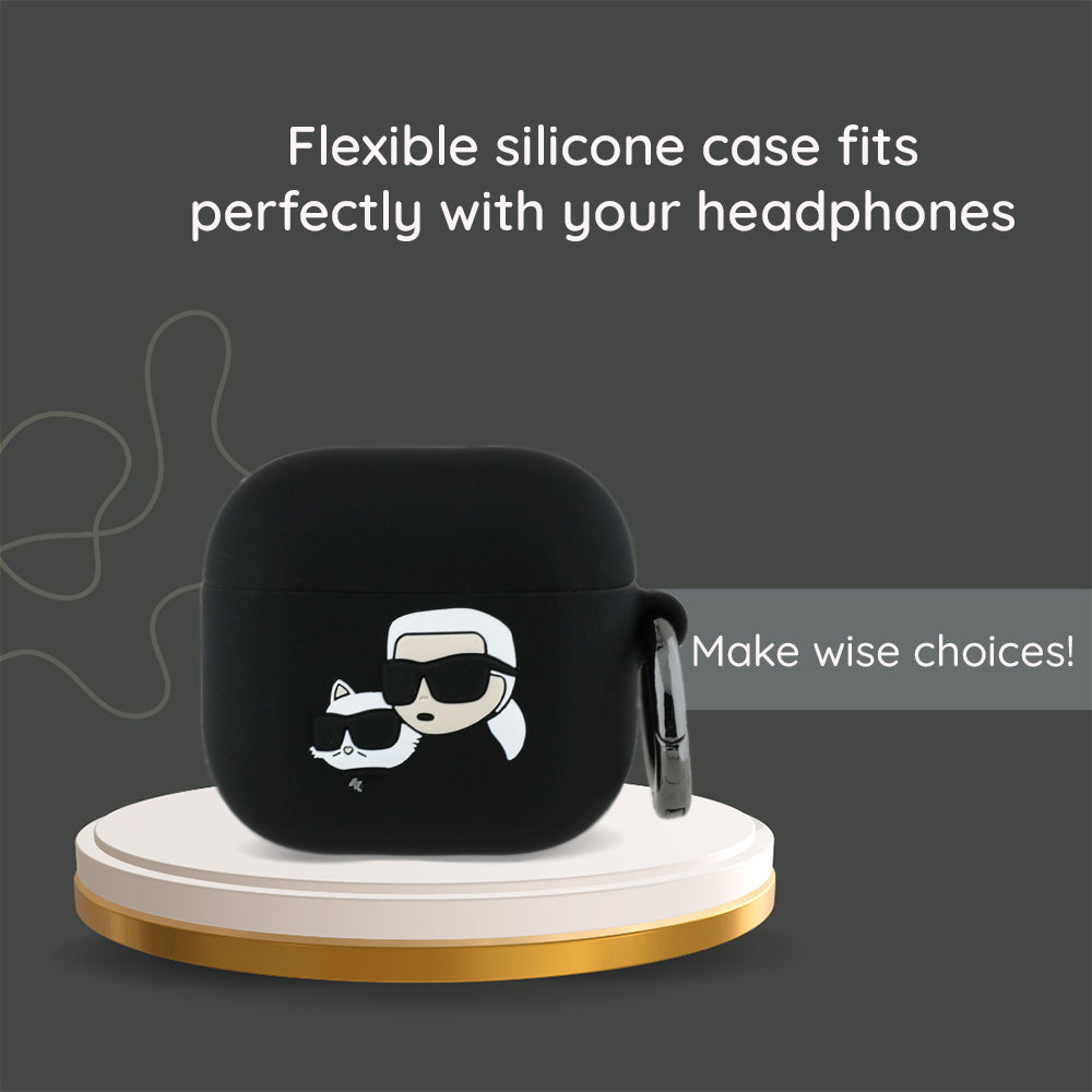 Karl Lagerfeld 3D Karl's Head Hülle für Apple AirPods 4, Schwarz