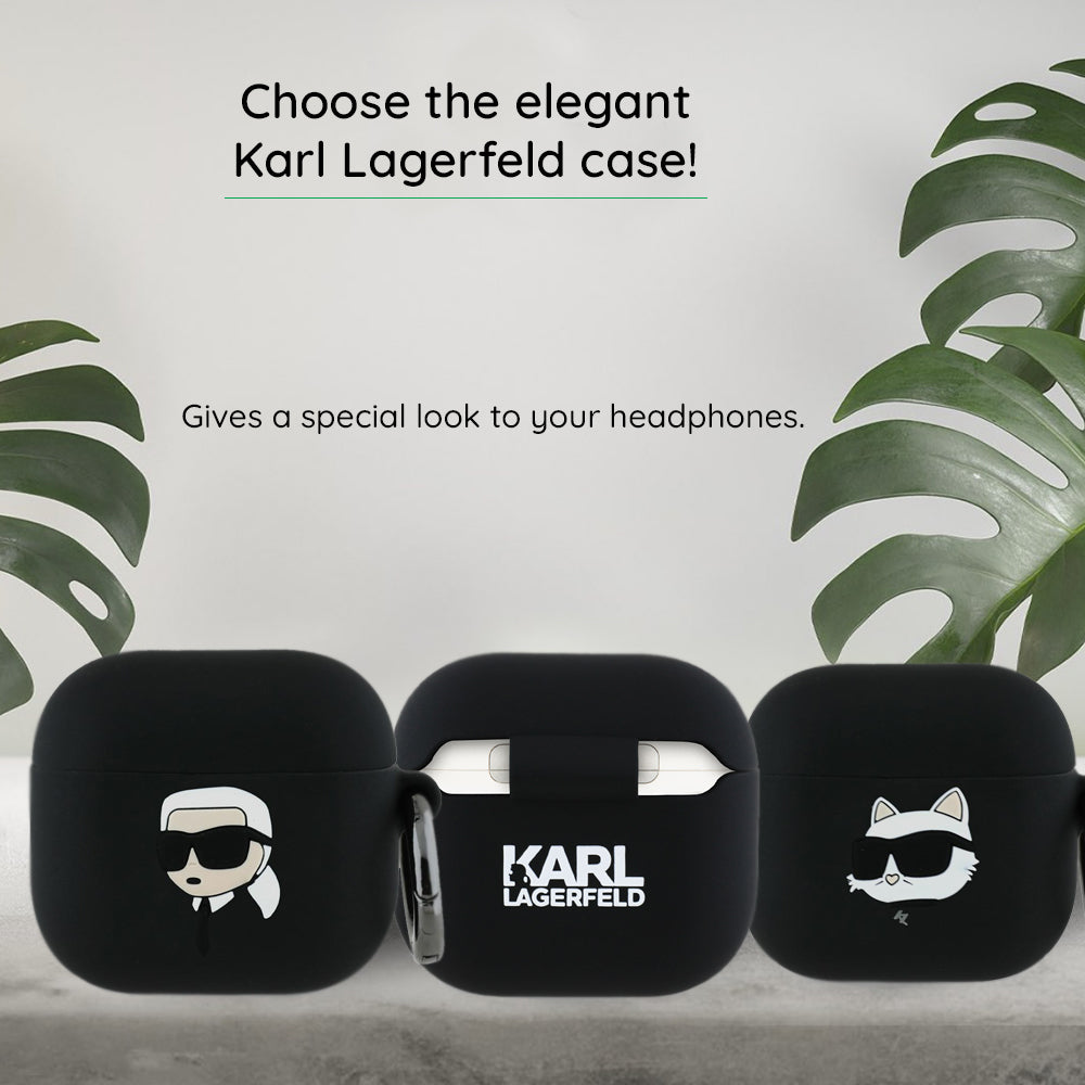 Karl Lagerfeld 3D Karl's Head Hülle für Apple AirPods 4, Schwarz