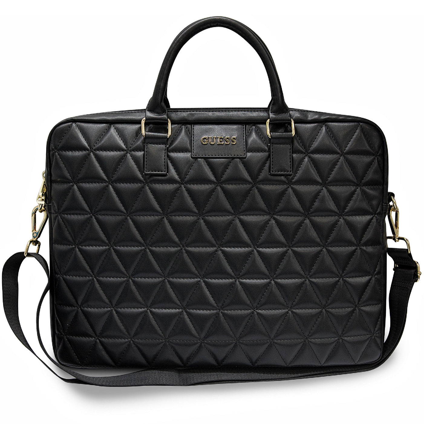 Guess Quilted Tasche für 15-Zoll-Laptop, Schwarz