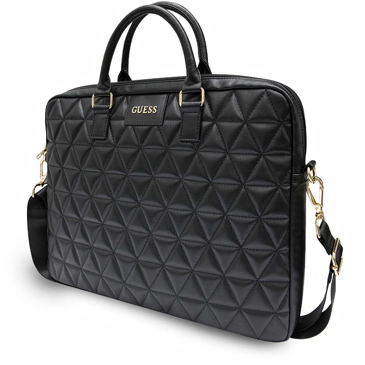 Guess Quilted Tasche für 15-Zoll-Laptop, Schwarz