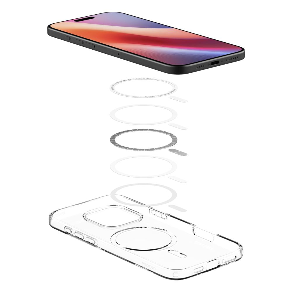 MagSafe Hülle für Apple iPhone 16 Pro Max, Spigen, Flüssigkristall, Transparent ACS08387