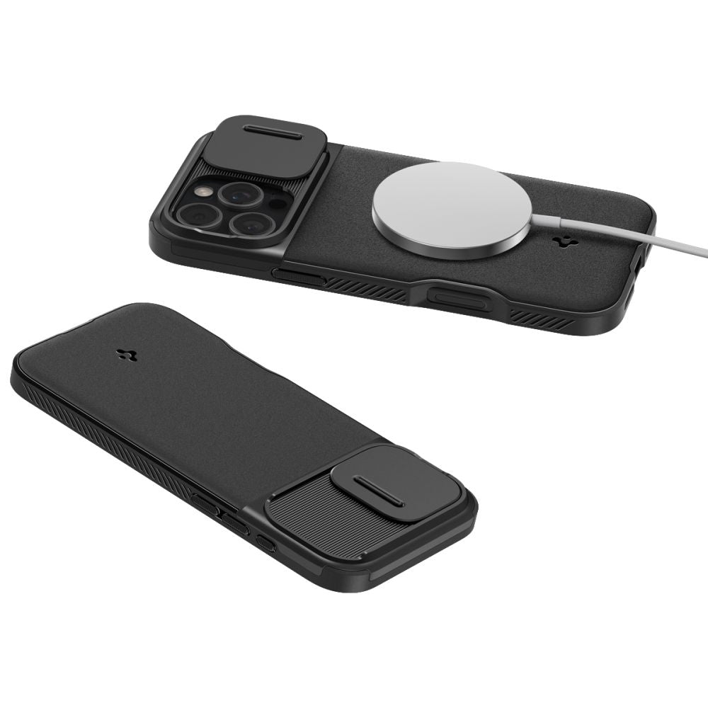 MagSafe Tasche für Apple iPhone 16 Pro, Spigen, OPTIK ARMOR, Schwarz ACS08149