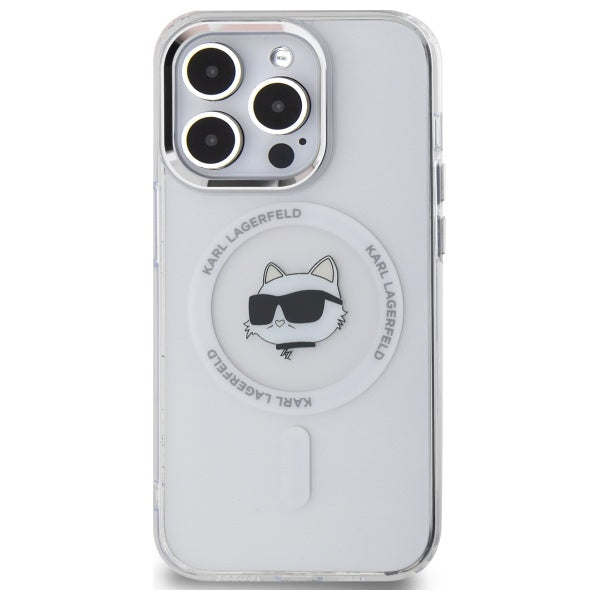 MagSafe Case for Apple iPhone 13 Pro Max, Karl Lagerfeld, IML Metal Choupette's Head, White