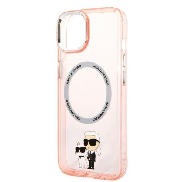 MagSafe Hülle für Apple iPhone 14, Karl Lagerfeld, Ikonik Karl & Choupette, Rosa