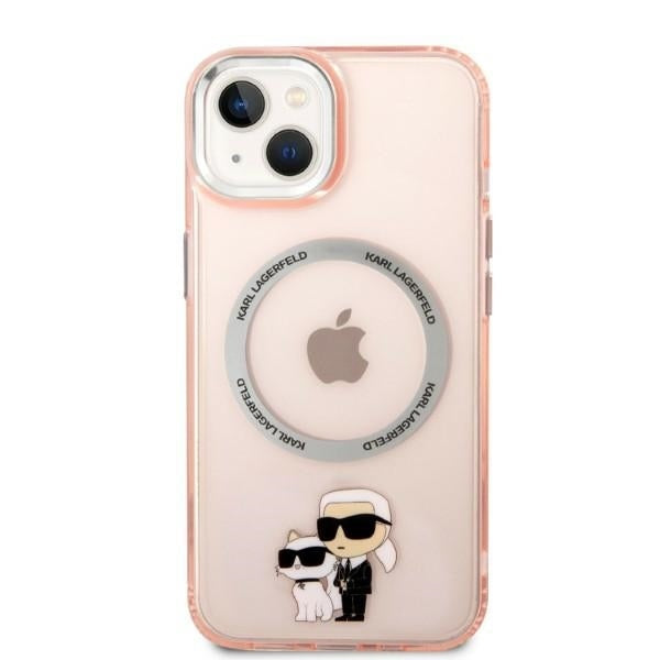 MagSafe Hülle für Apple iPhone 14, Karl Lagerfeld, Ikonik Karl & Choupette, Rosa