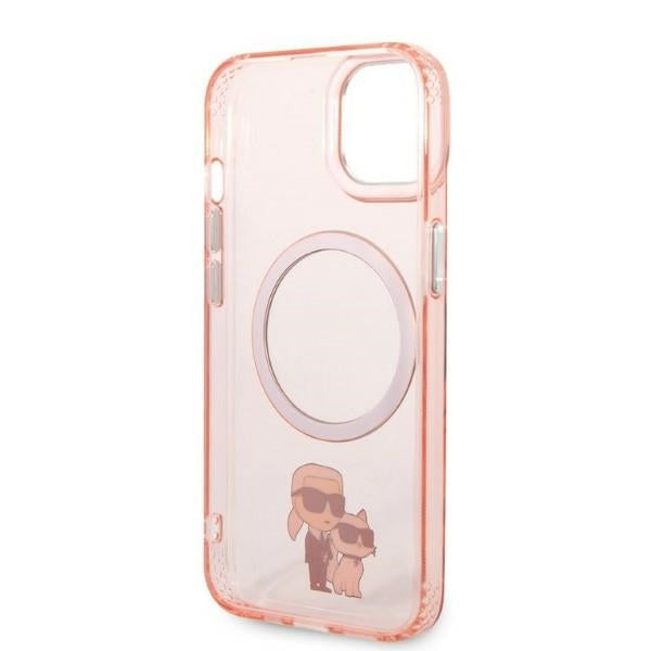 MagSafe Hülle für Apple iPhone 14, Karl Lagerfeld, Ikonik Karl & Choupette, Rosa