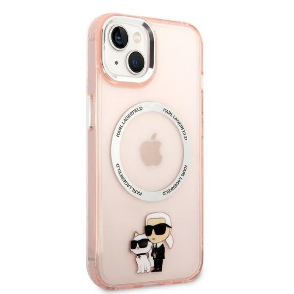 MagSafe Hülle für Apple iPhone 14, Karl Lagerfeld, Ikonik Karl & Choupette, Rosa