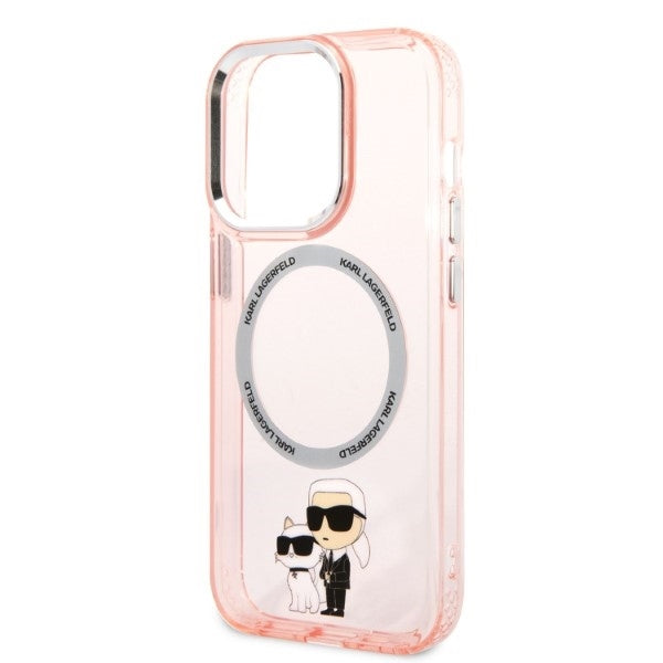 MagSafe Hülle für Apple iPhone 14 Pro, Karl Lagerfeld, Ikonik Karl & Choupette, Rosa