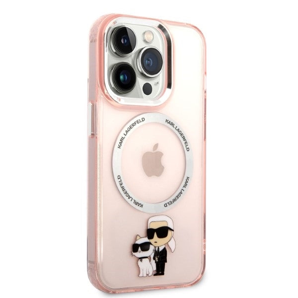 MagSafe Hülle für Apple iPhone 14 Pro, Karl Lagerfeld, Ikonik Karl & Choupette, Rosa