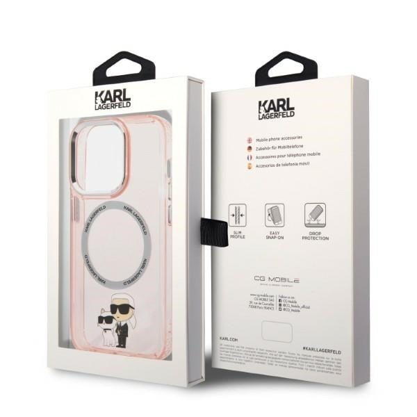 MagSafe Hülle für Apple iPhone 14 Pro, Karl Lagerfeld, Ikonik Karl & Choupette, Rosa