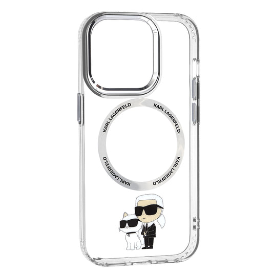 MagSafe Hülle für Apple iPhone 14 Pro, Karl Lagerfeld, Ikonik Karl & Choupette, Transparent