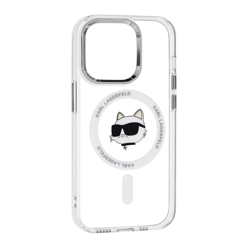 MagSafe Hülle für Apple iPhone 14 Pro, Karl Lagerfeld, IML Metal Choupette's Head, Weiß