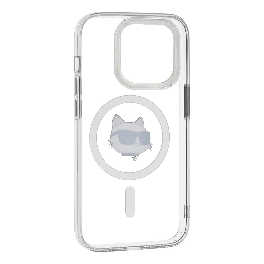 MagSafe Hülle für Apple iPhone 14 Pro, Karl Lagerfeld, IML Metal Choupette's Head, Weiß