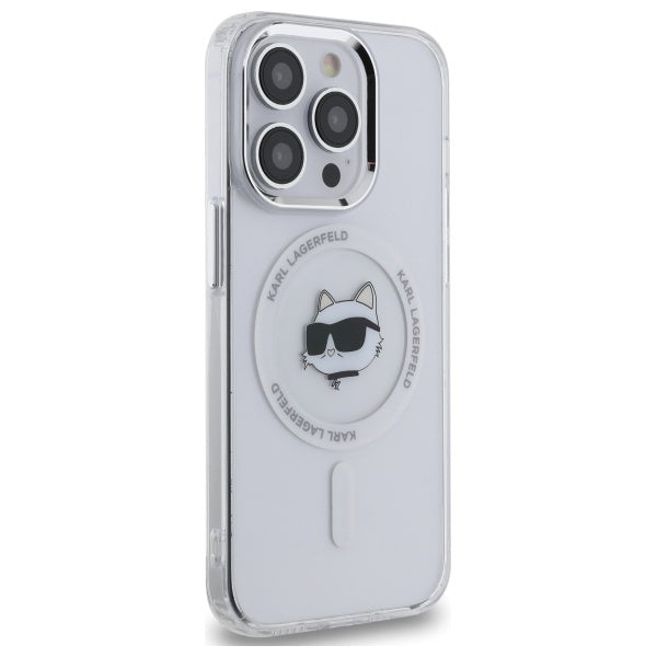 MagSafe Hülle für Apple iPhone 14 Pro, Karl Lagerfeld, IML Metal Choupette's Head, Weiß
