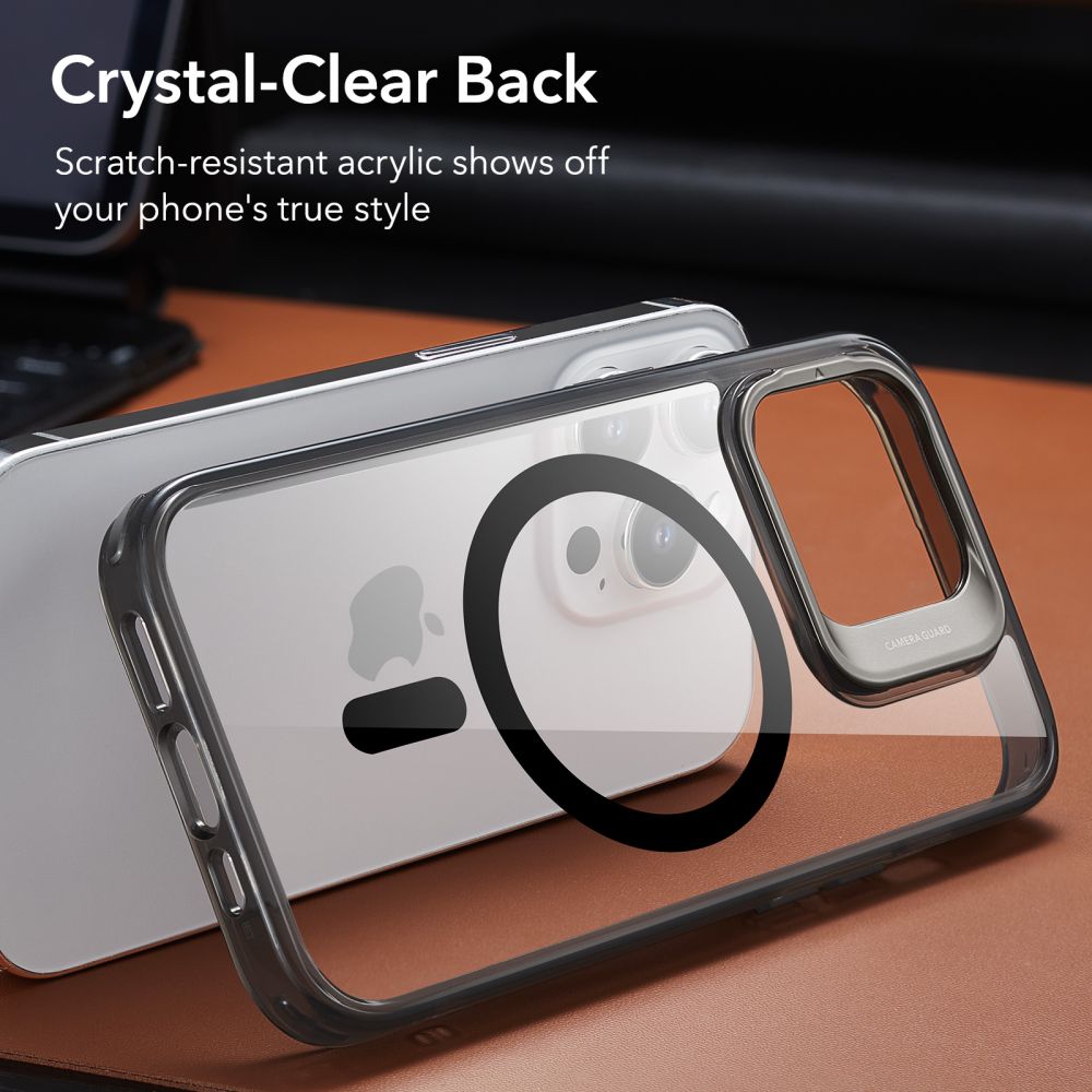 MagSafe Hülle für Apple iPhone 14 Pro Max, ESR, Classic Kickstand, Schwarz Transparent