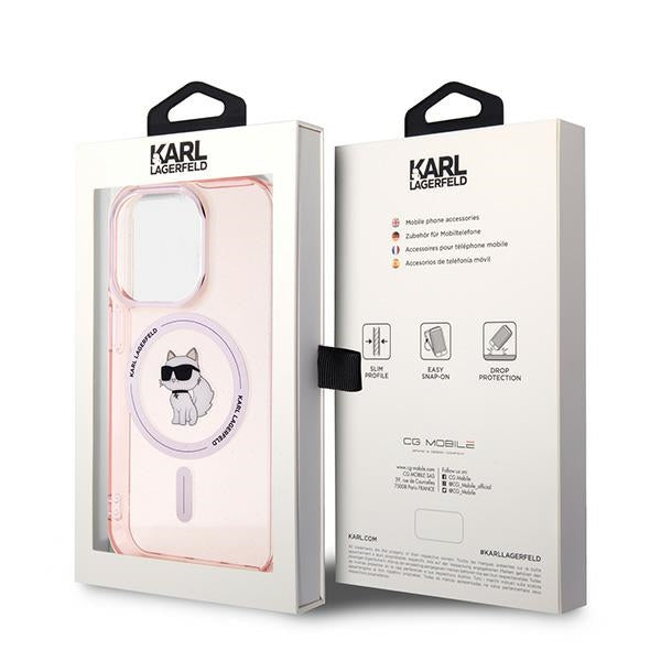 MagSafe Hülle für Apple iPhone 14 Pro Max, Karl Lagerfeld, IML Choupette, Rosa