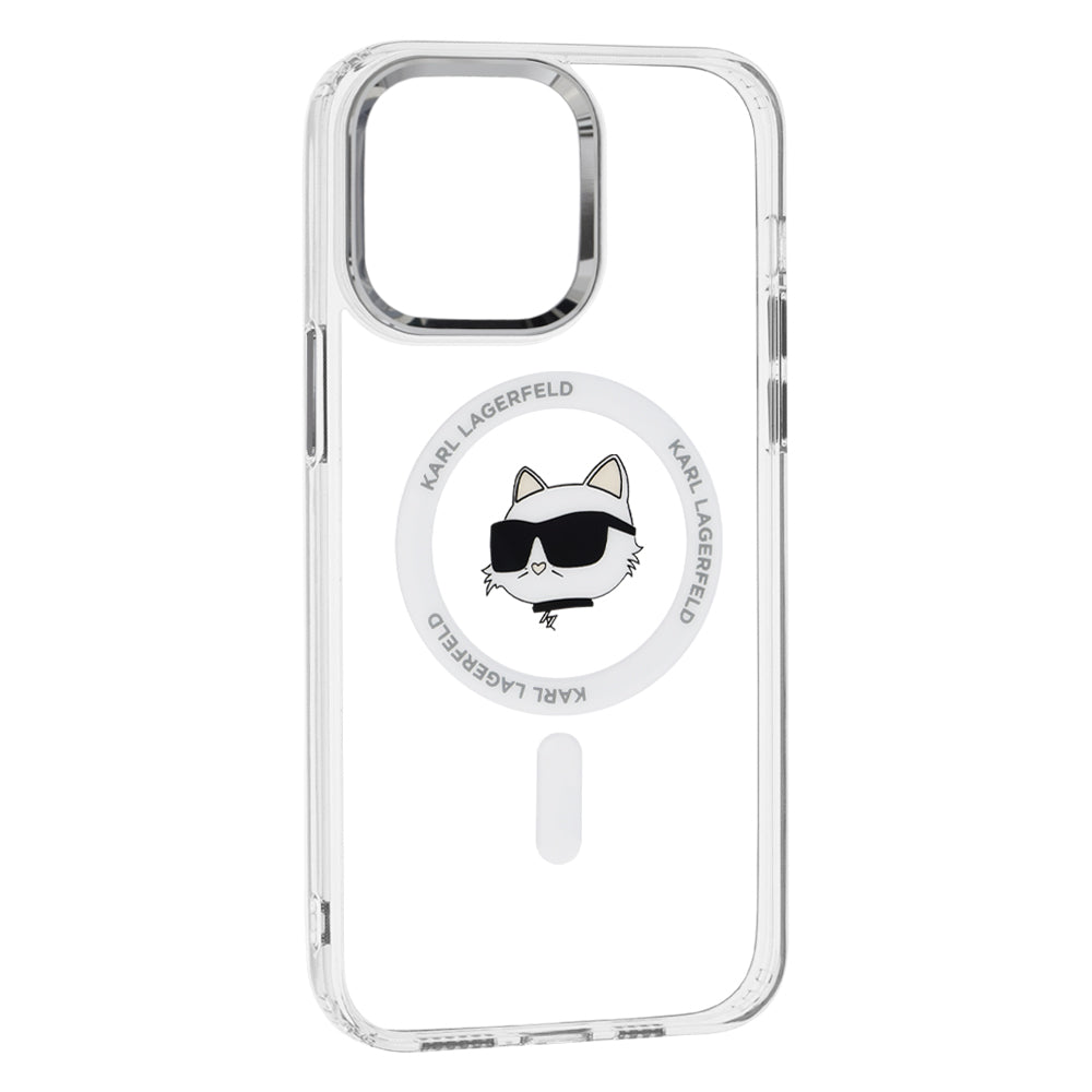 MagSafe Hülle für Apple iPhone 14 Pro Max, Karl Lagerfeld, IML Metal Choupette's Head, Weiß