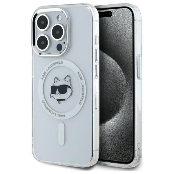 MagSafe Hülle für Apple iPhone 14 Pro Max, Karl Lagerfeld, IML Metal Choupette's Head, Weiß