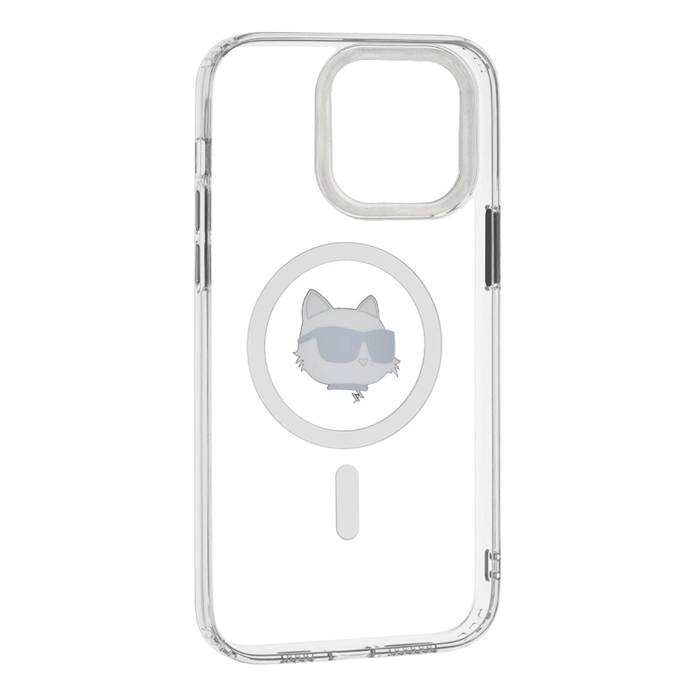 MagSafe Hülle für Apple iPhone 14 Pro Max, Karl Lagerfeld, IML Metal Choupette's Head, Weiß