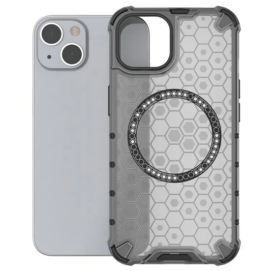 MagSafe-Hülle für Apple iPhone 14, Techsuit, HoneyComb Shield, Schwarz
