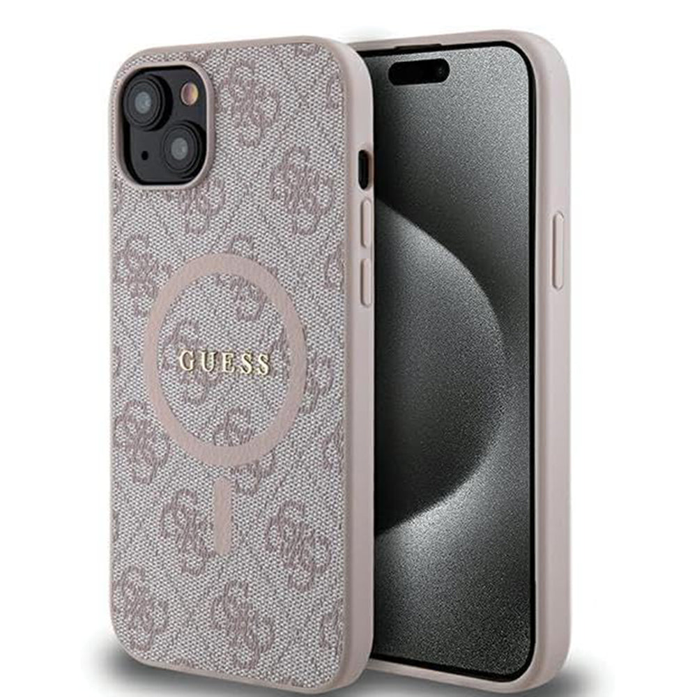 MagSafe Case for Apple iPhone 15, Guess, 4G Collection, Pink