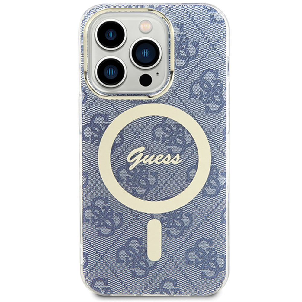 MagSafe Hülle für Apple iPhone 15, Guess, IML 4G, Blau