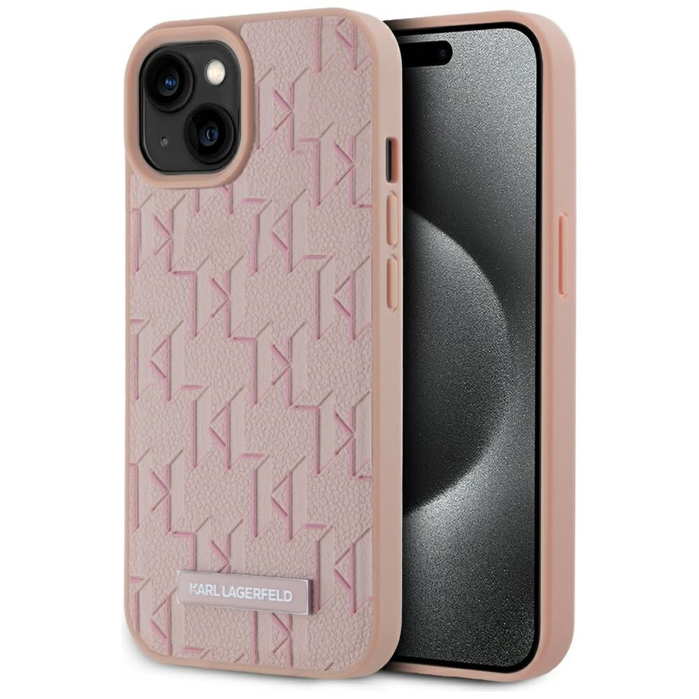 MagSafe Hülle für Apple iPhone 15, Karl Lagerfeld, Hot Stamp, Rosa