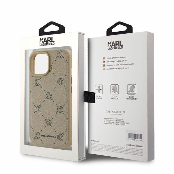 MagSafe Hülle für Apple iPhone 15, Karl Lagerfeld, Karl's Head, Beige