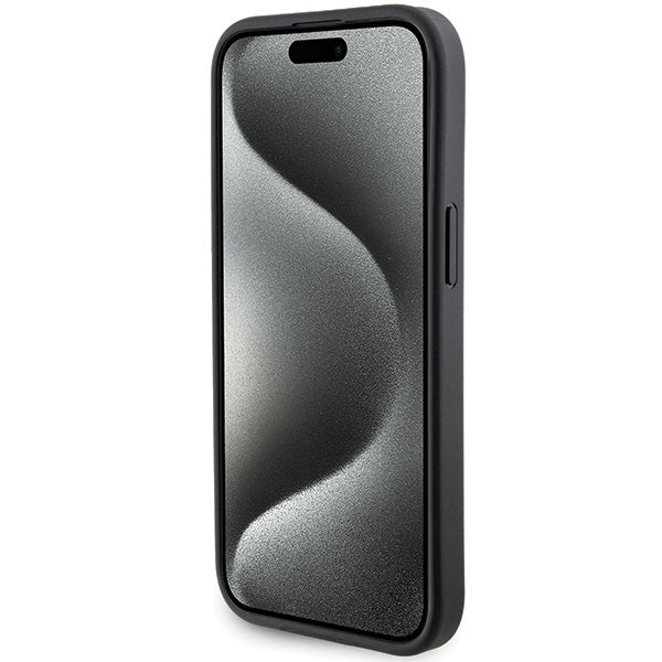 MagSafe Hülle für Apple iPhone 15, Karl Lagerfeld, Saffiano Gripstand Karl & Choupette, Schwarz