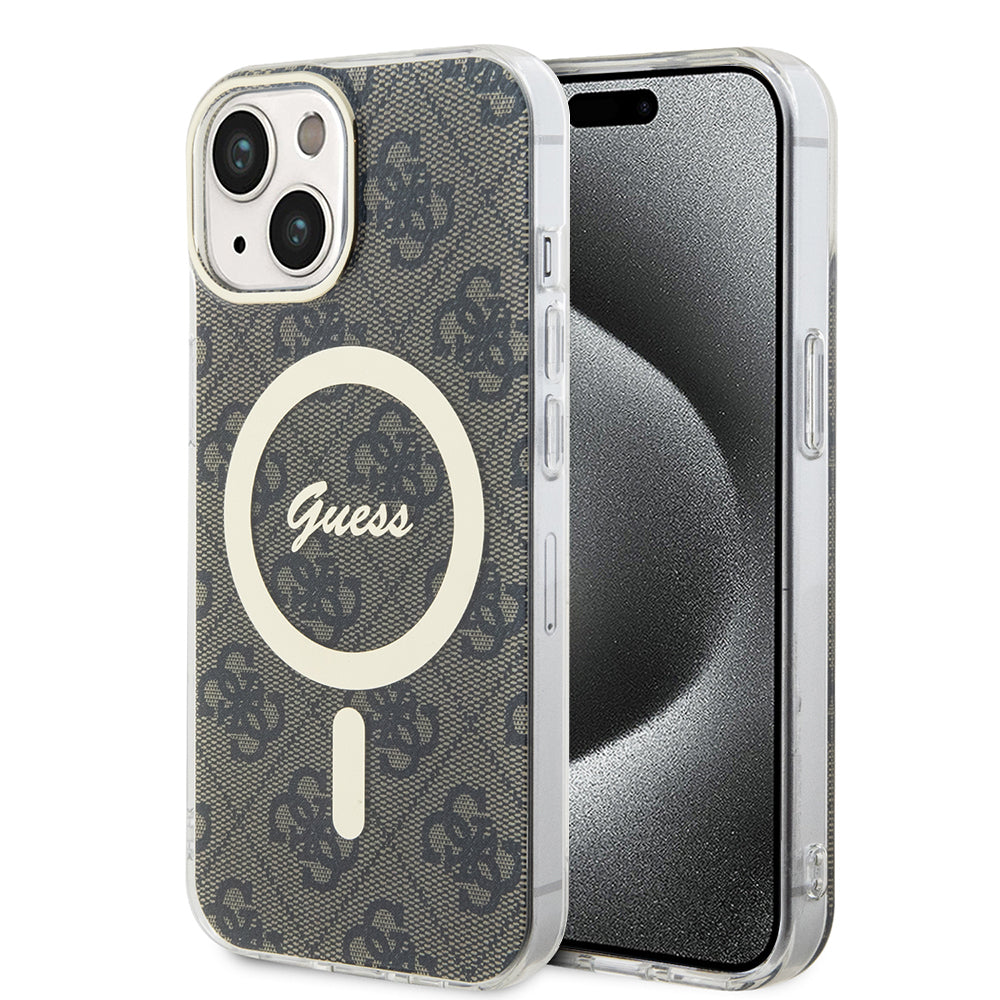 MagSafe Case for Apple iPhone 15 Plus, Guess, IML 4G, Brown