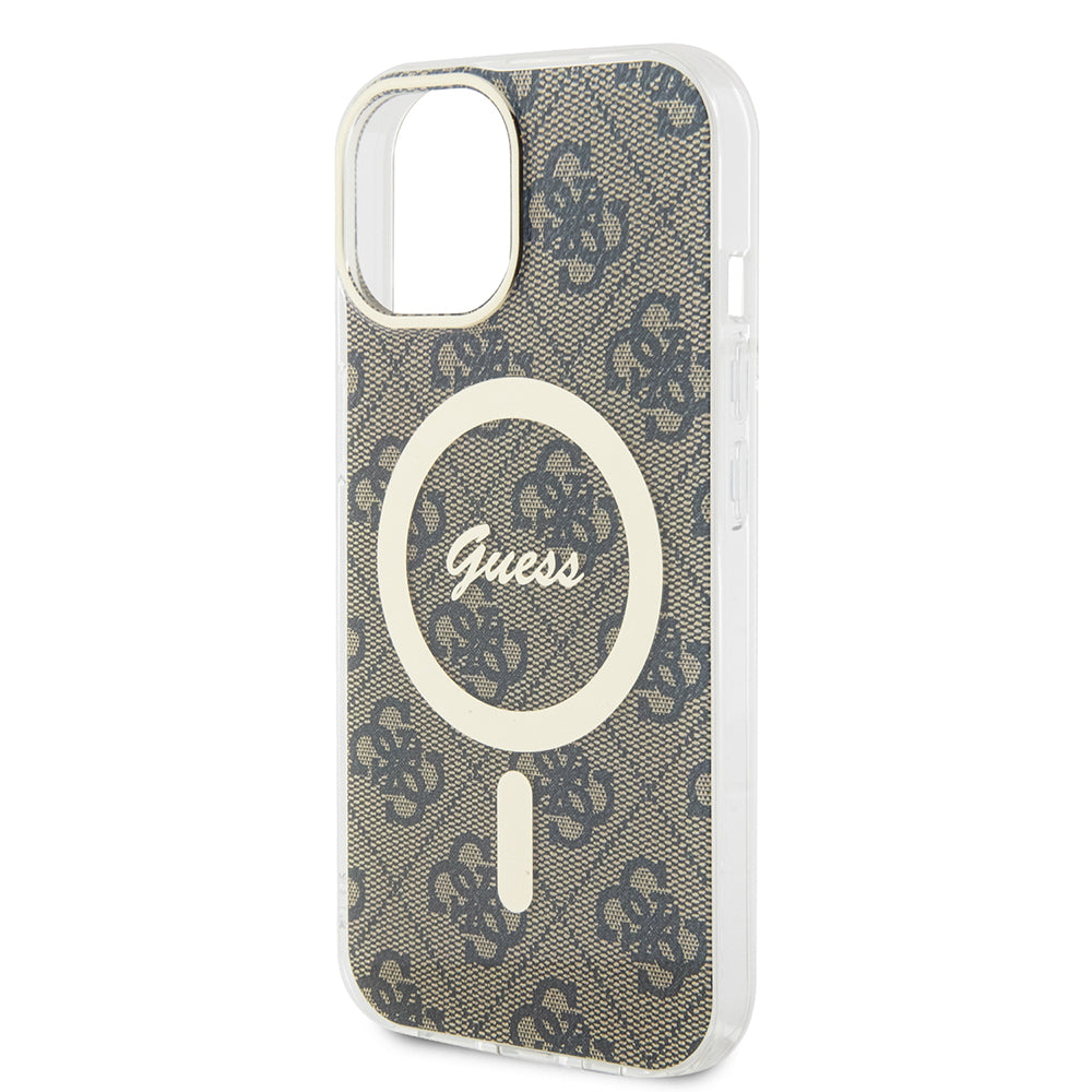 MagSafe Case for Apple iPhone 15 Plus, Guess, IML 4G, Brown
