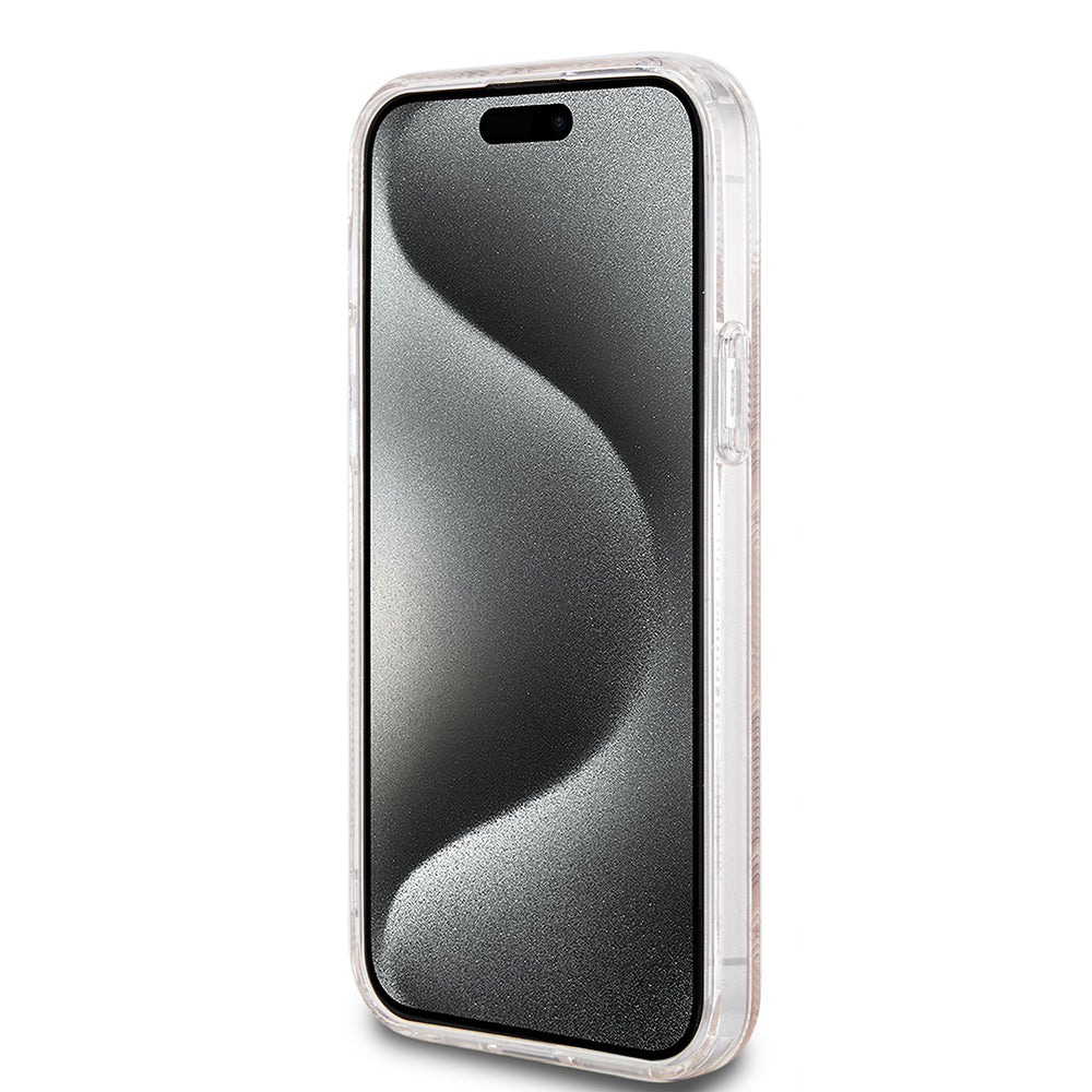 MagSafe Hülle für Apple iPhone 15 Plus, Guess, IML Gcube, Braun