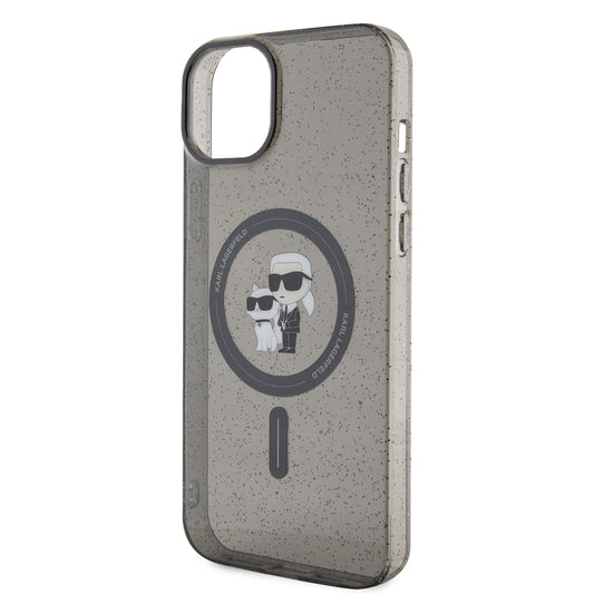 MagSafe Hülle für Apple iPhone 15 Plus, Karl Lagerfeld, Glitter, Schwarz