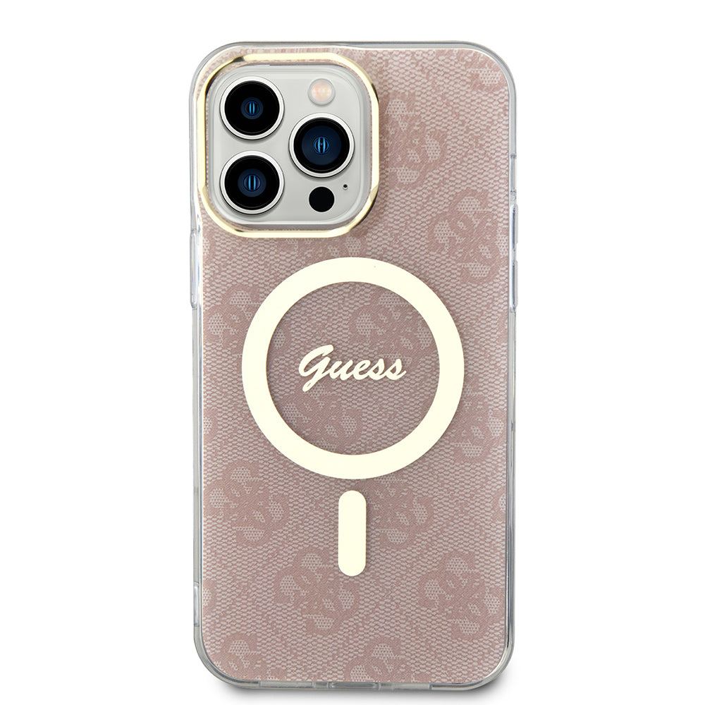 MagSafe Hülle für Apple iPhone 15 Pro, Guess, IML 4G, Rosa