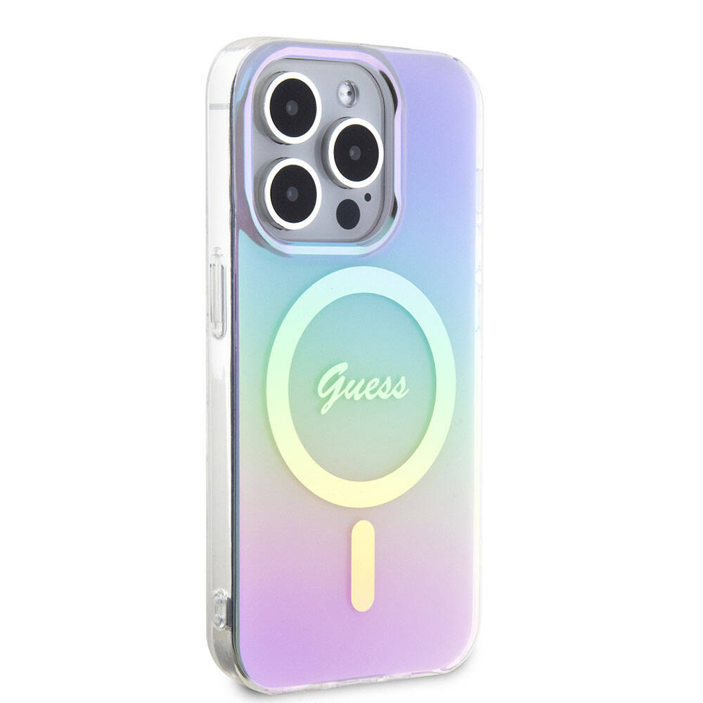 MagSafe Hülle für Apple iPhone 15 Pro, Guess, IML Iridescent, Lila