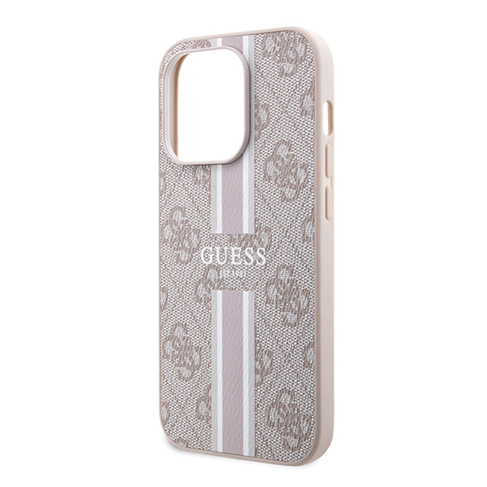 MagSafe Hülle für Apple iPhone 15 Pro Max, Guess, 4G Printed Stripes, Rosa