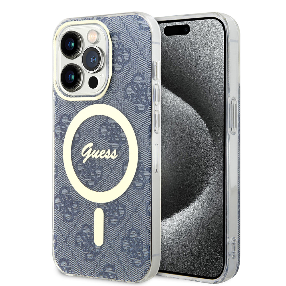 MagSafe Hülle für Apple iPhone 15 Pro Max, Guess, IML 4G, Blau