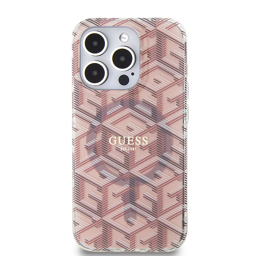 MagSafe Hülle für Apple iPhone 15 Pro Max, Guess, IML Gcube, Rosa