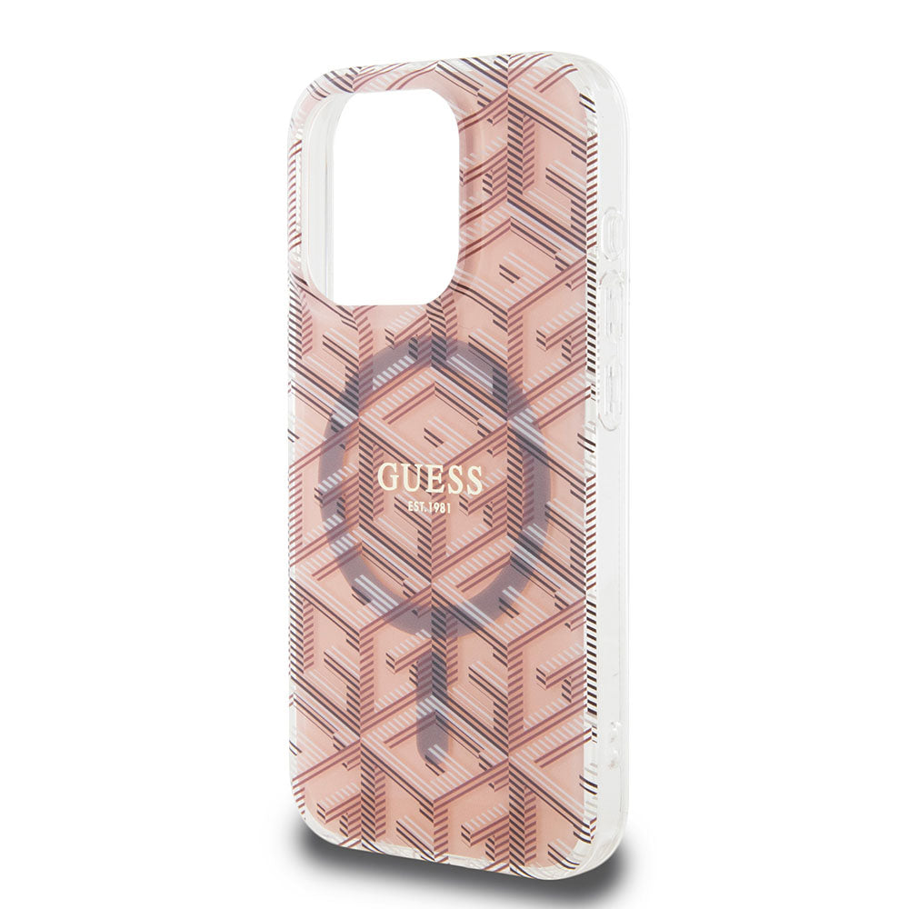 MagSafe Hülle für Apple iPhone 15 Pro Max, Guess, IML Gcube, Rosa