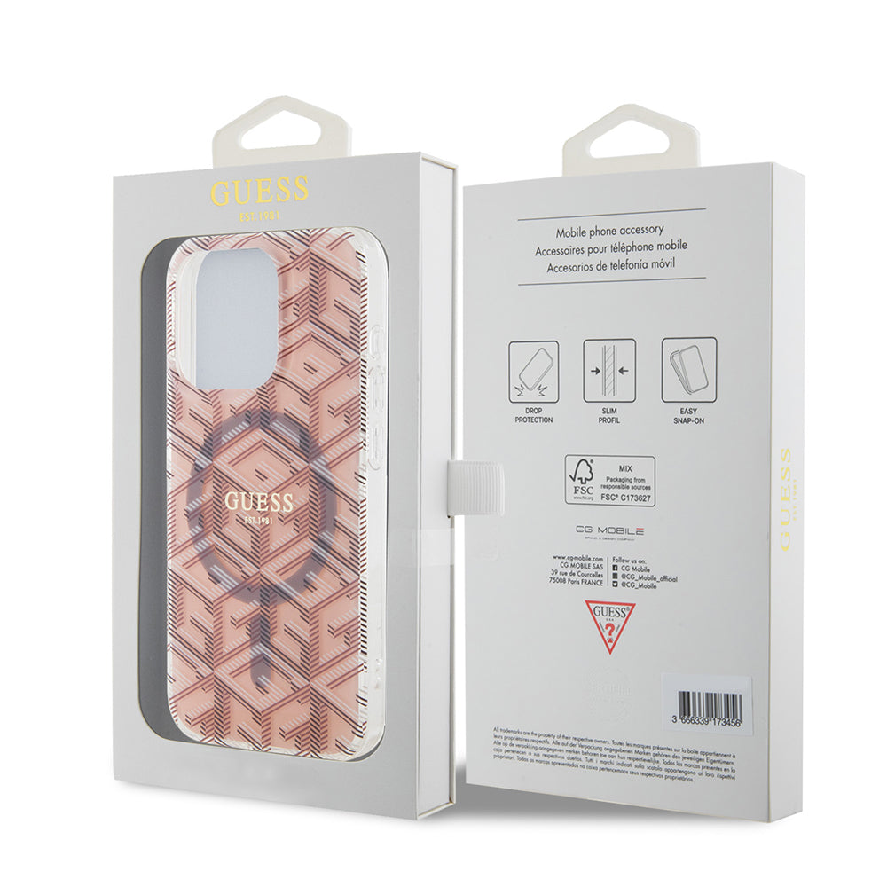 MagSafe Hülle für Apple iPhone 15 Pro Max, Guess, IML Gcube, Rosa