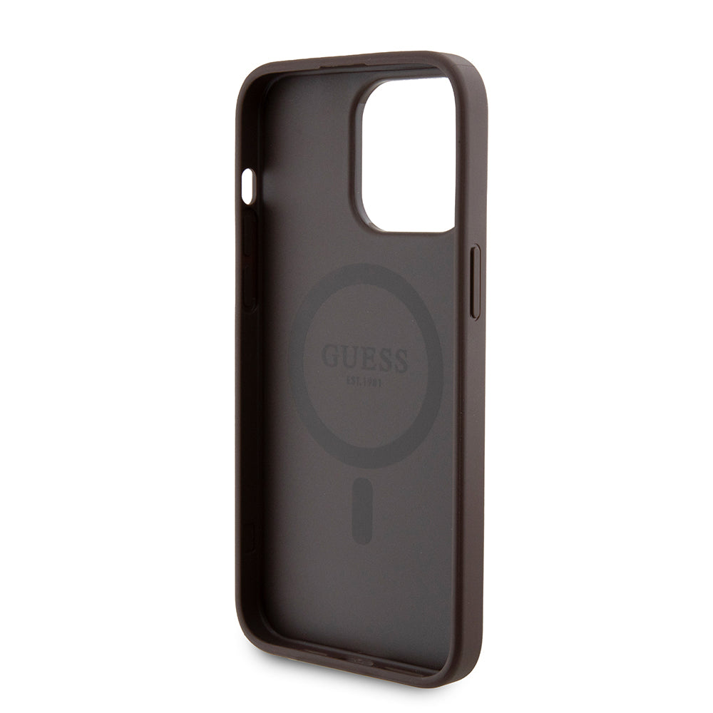 MagSafe Case for Apple iPhone 15 Pro Max, Guess, Powerbank 4G Metal Logo, Brown