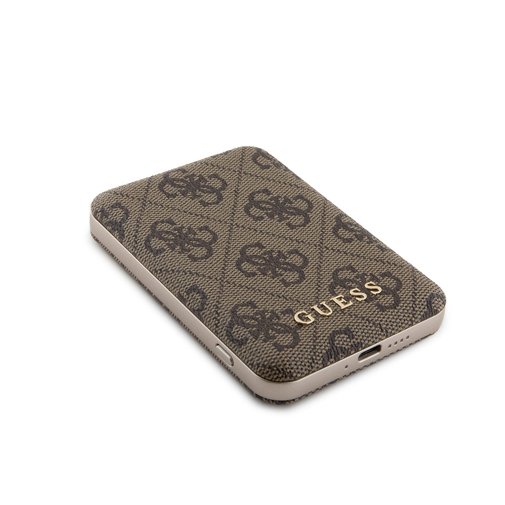 MagSafe Case for Apple iPhone 15 Pro Max, Guess, Powerbank 4G Metal Logo, Brown