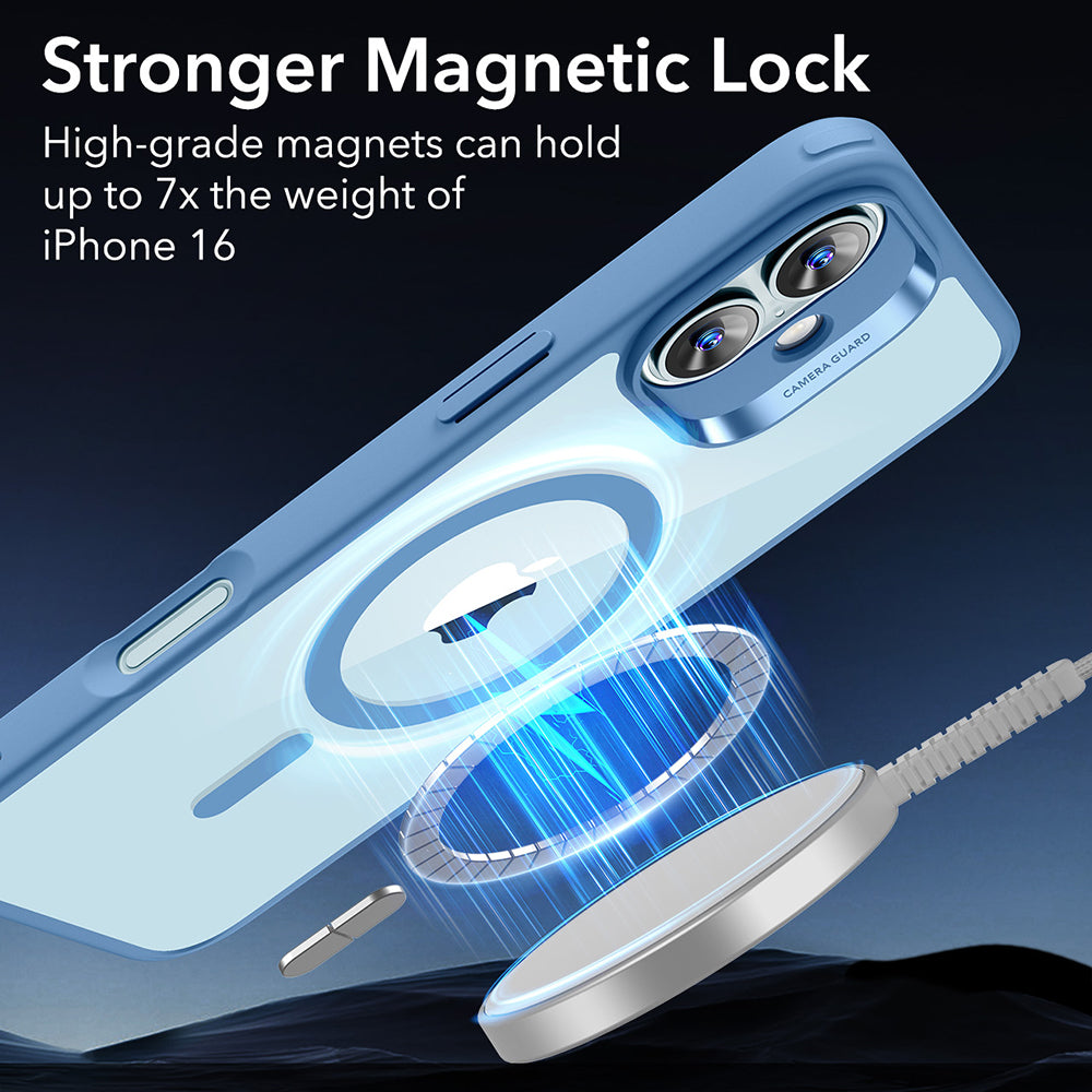 MagSafe Hülle für Apple iPhone 16, ESR, Classic Hybrid, Transparent Blau