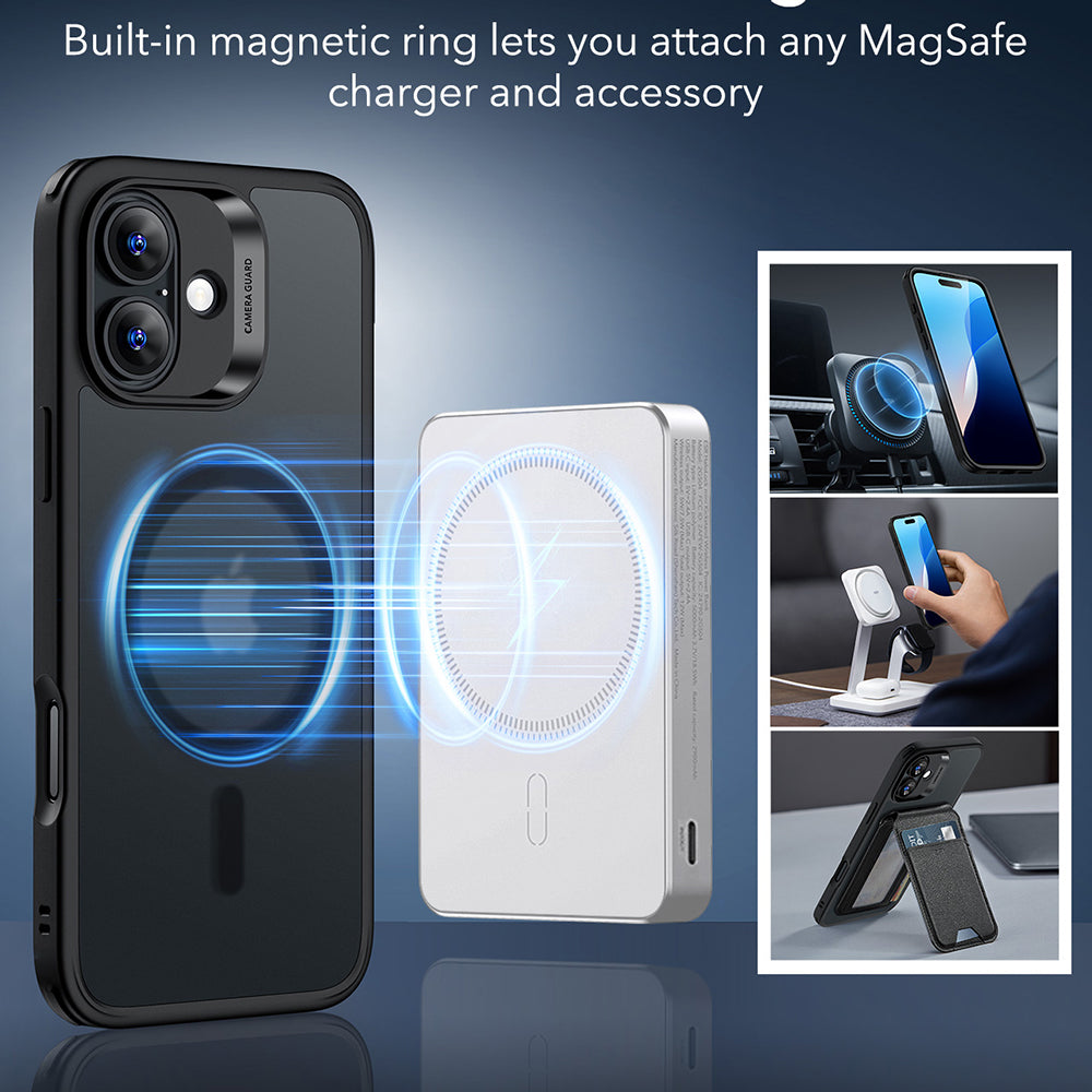 MagSafe Hülle für Apple iPhone 16, ESR, Classic Hybrid, Satinschwarz
