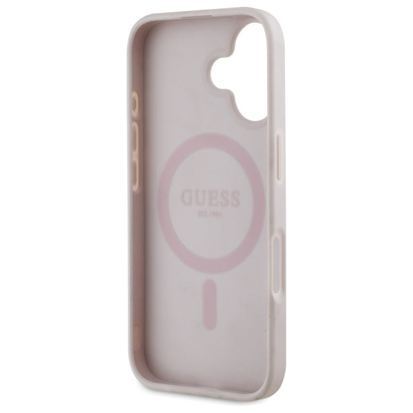 MagSafe Hülle für Apple iPhone 16, Guess, 4G Flowers Print, Rosa